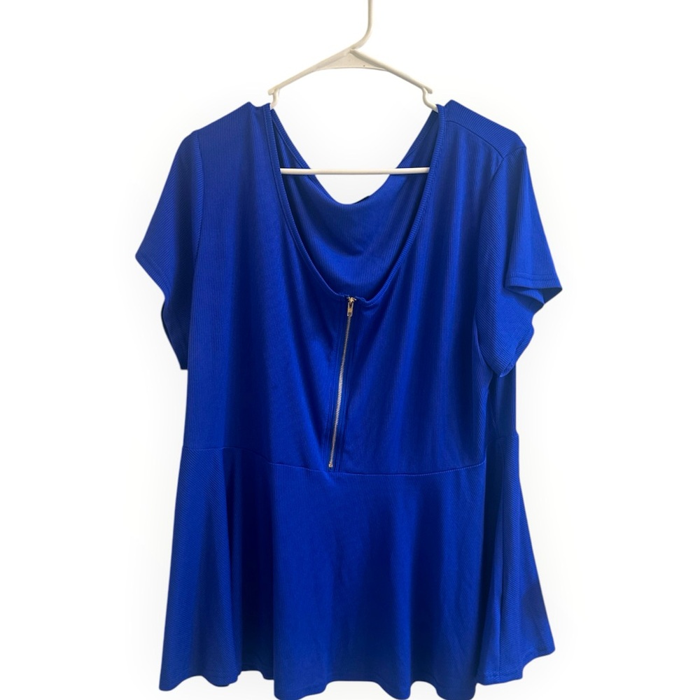 Brand NWT Short Sleeve Plus Size Royal Blue Peplum‎ Top Size 4XL